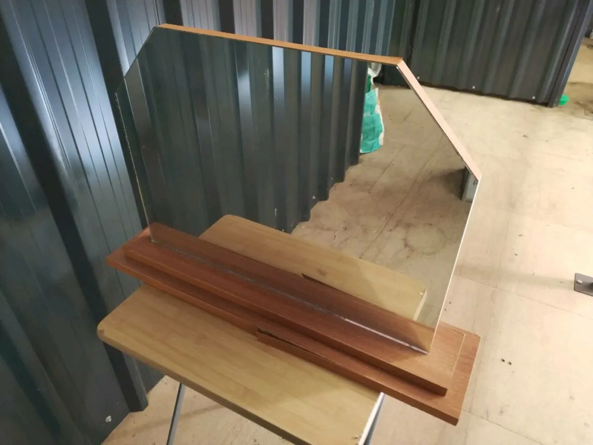 Mirror on base - damaged veneer, perfect mirror - Image 1