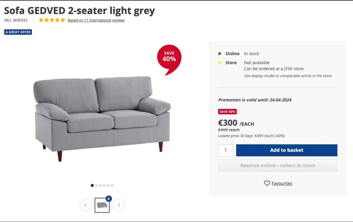 (urgent) Brand NEW Sofa GEDVED 2-seater grey - Image 3
