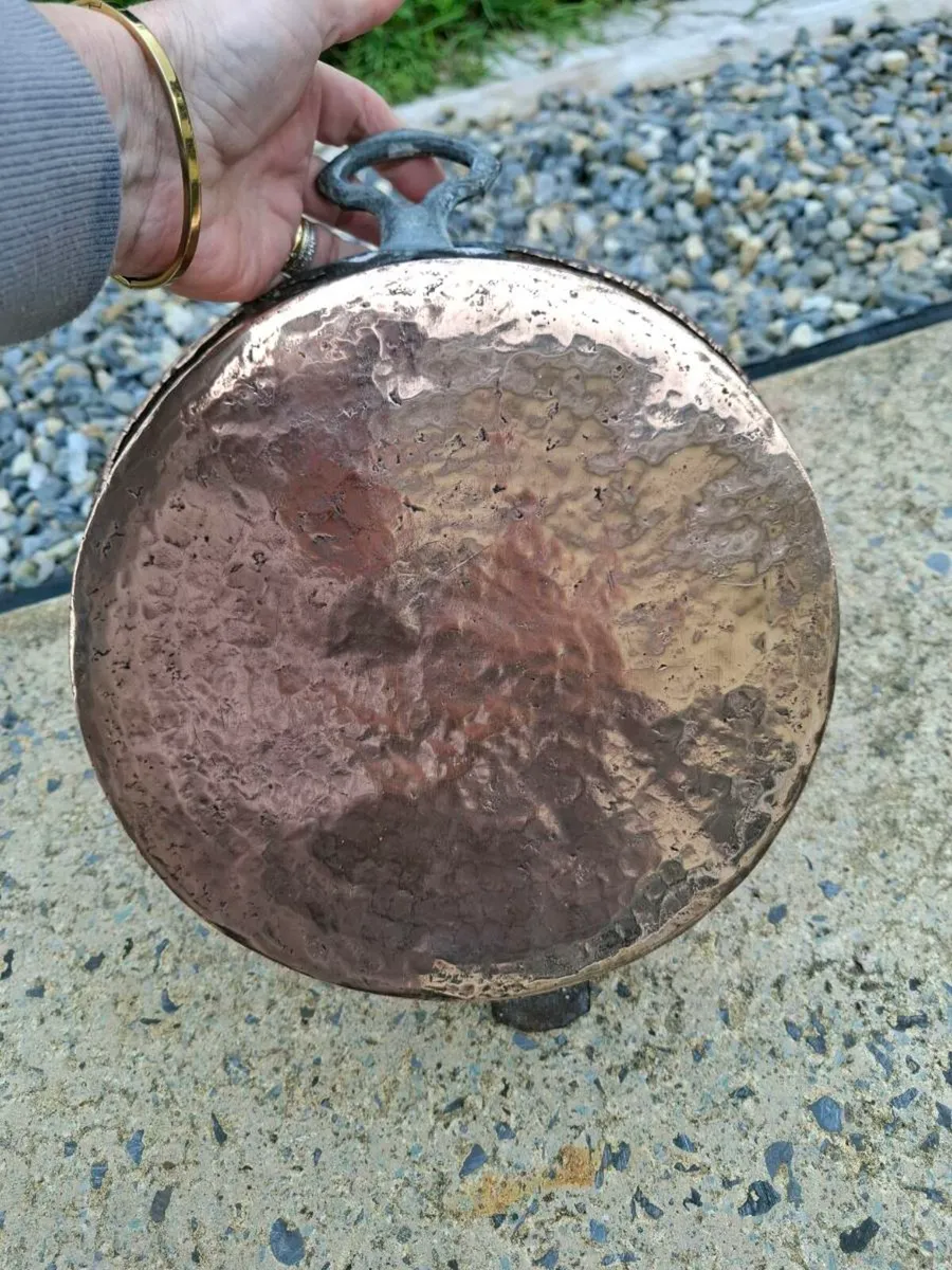 Antique Hammered Copper Pan - Image 2