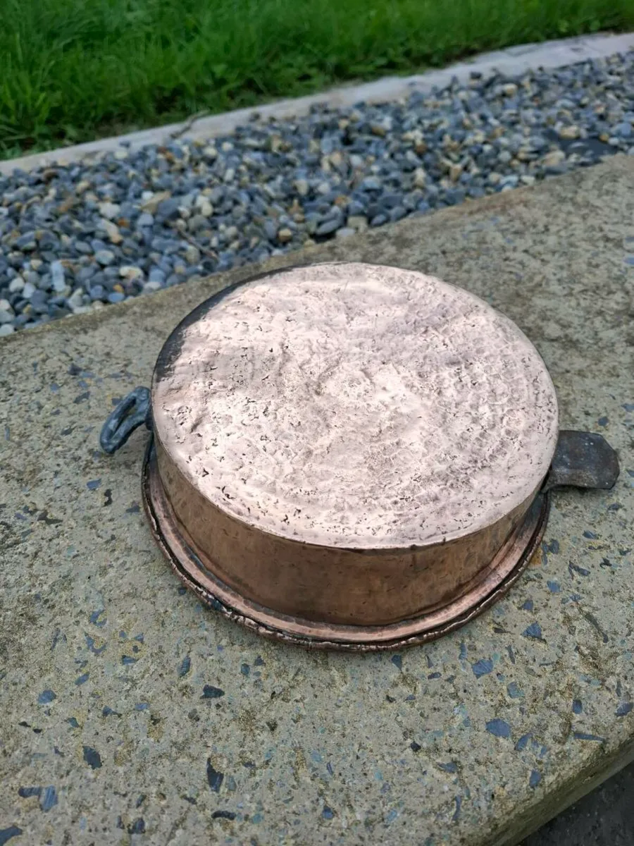 Antique Hammered Copper Pan - Image 3