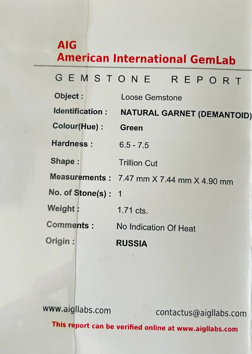 Green Demantoid Garnet 1.71 ct - Image 4