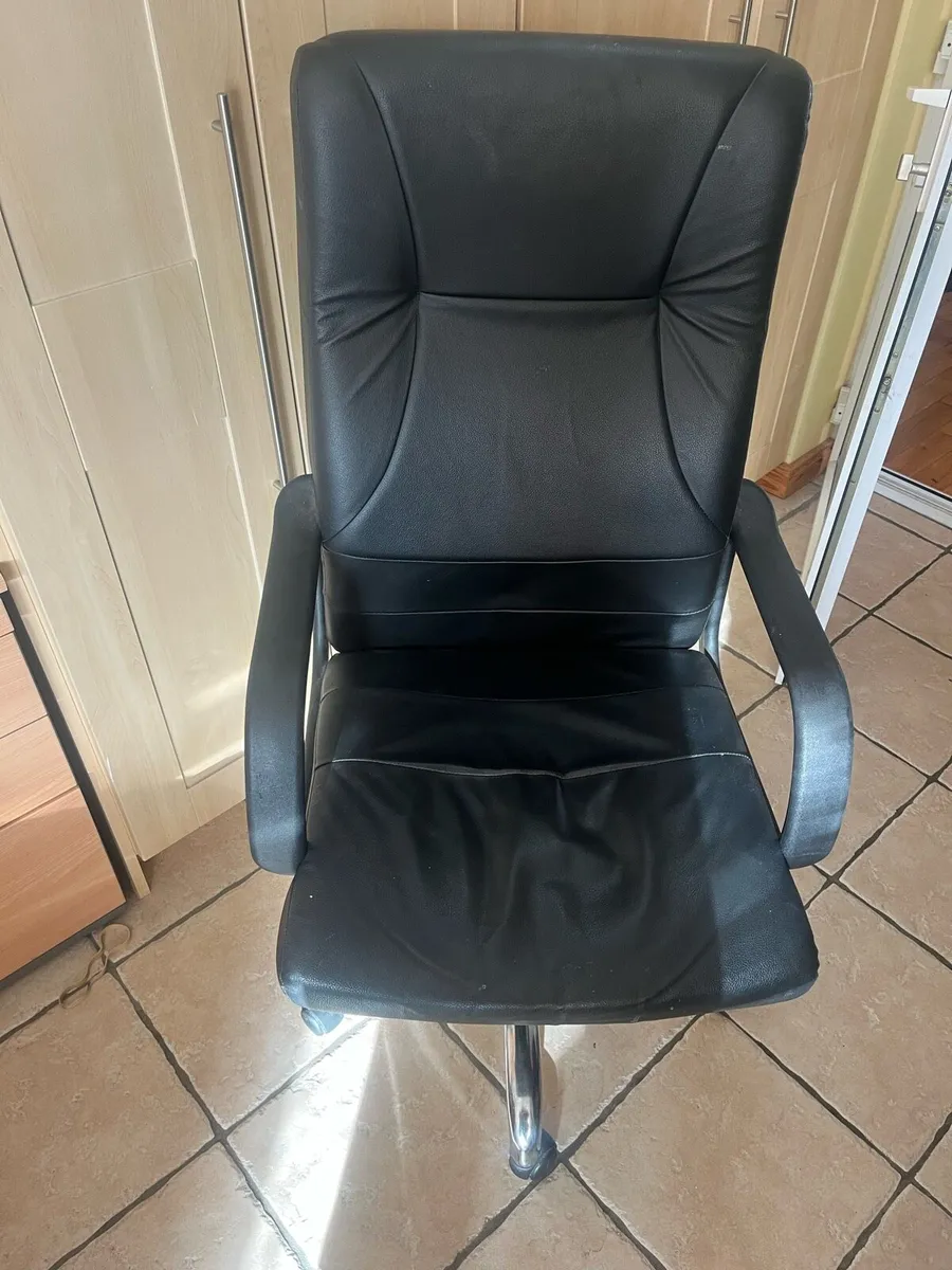 Black Leather Office Chair - Image 1