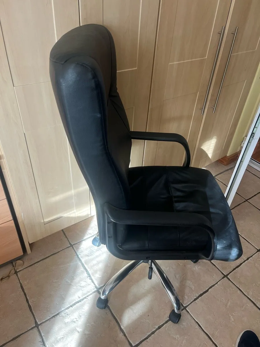 Black Leather Office Chair - Image 2