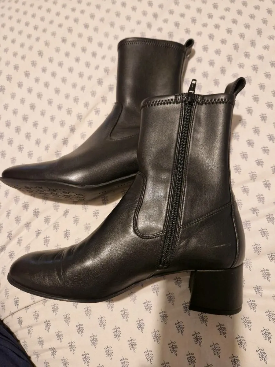UNISA Black Block Heel Sock Boots - Image 1