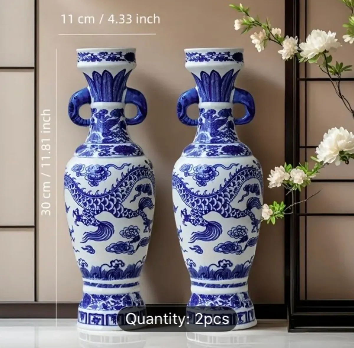 Pair Asia vases free postage