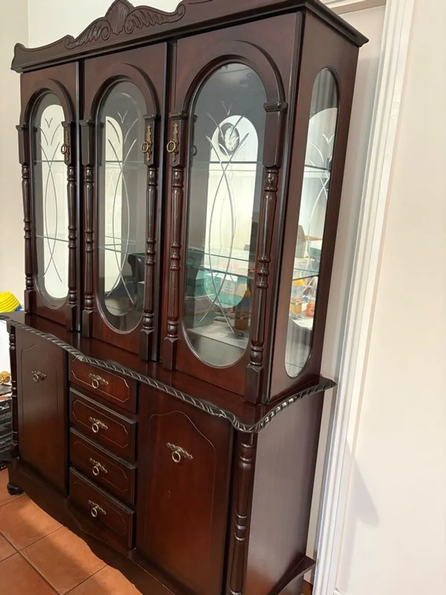 Mahogany cabinet with glass