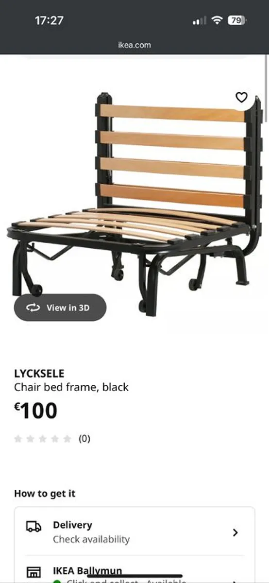 Lycksele ikea single folding bed chair with cover - Image 2