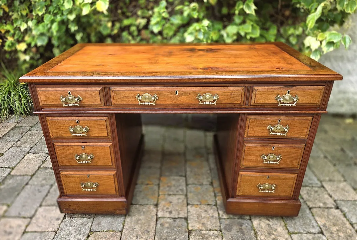 Edwardian Twin Pedestal Desk- Circa 1910 - Image 2