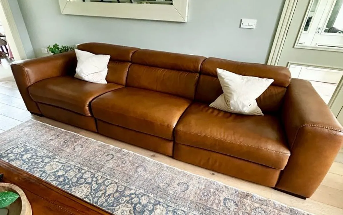 NATUZZI Leather Power Recliner Sofa - Image 2
