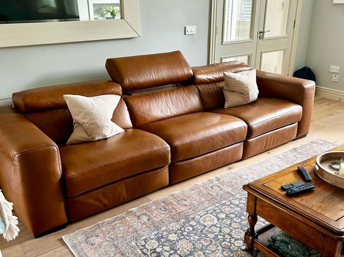 NATUZZI Leather Power Recliner Sofa - Image 3