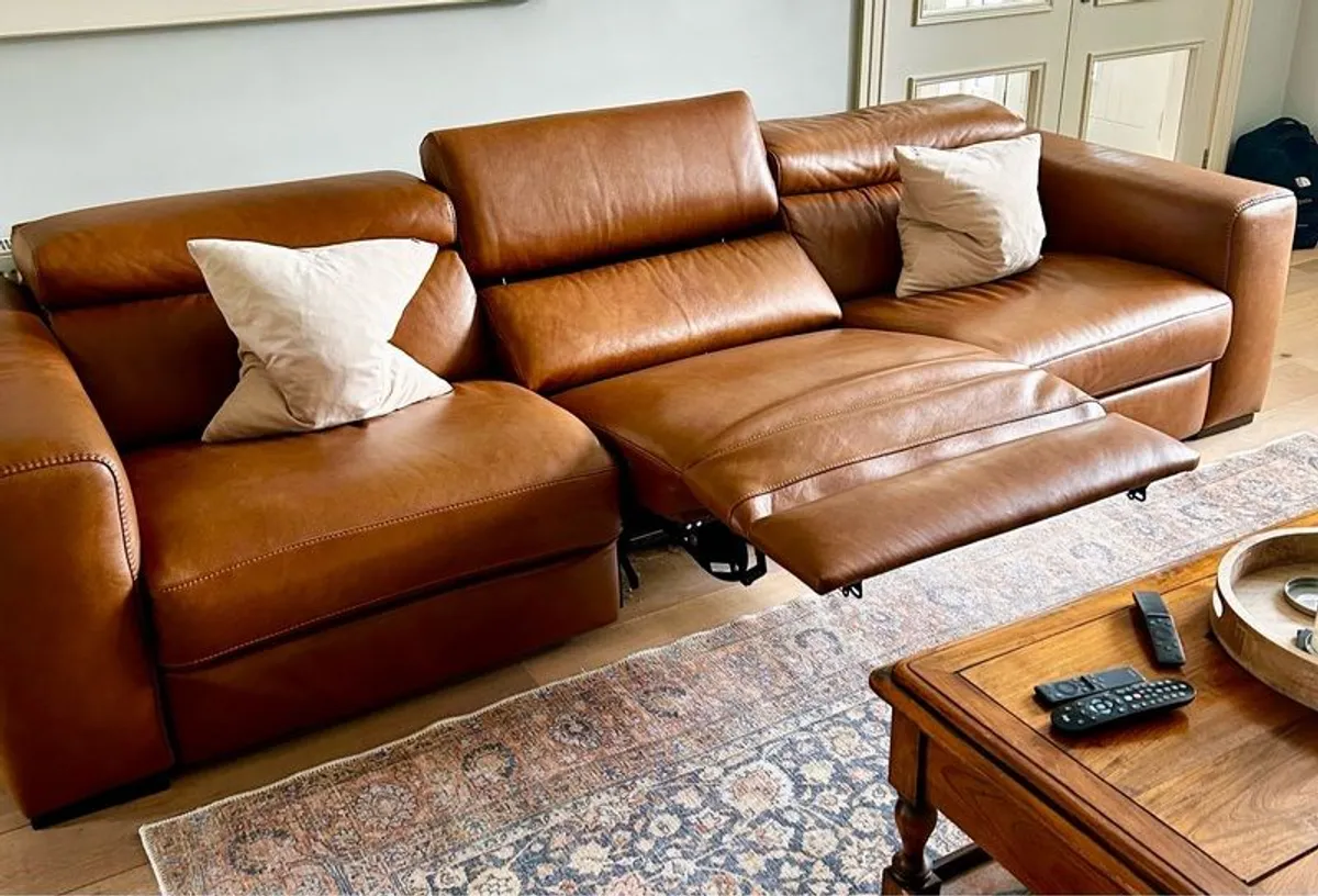 NATUZZI Leather Power Recliner Sofa - Image 4