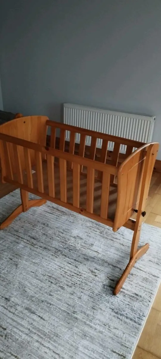 Wooden swinging crib moses basket cot for sale - Image 1
