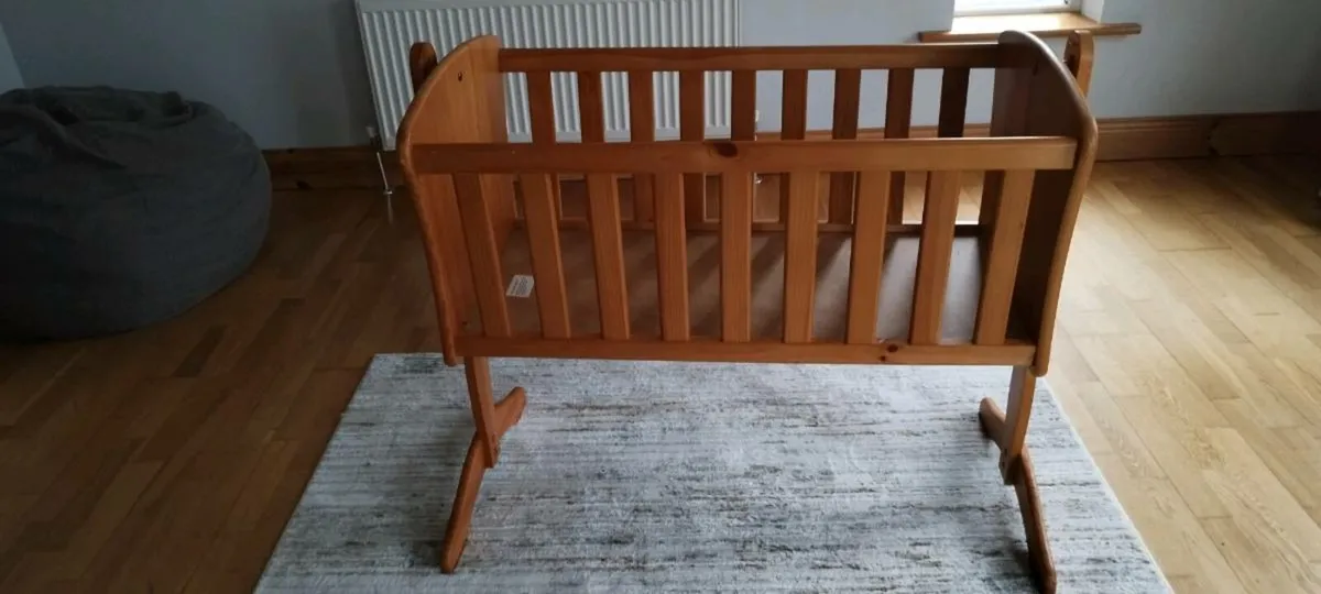 Wooden swinging crib moses basket cot for sale - Image 2