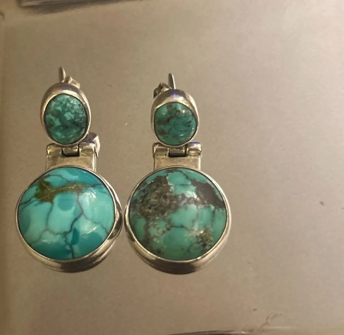 Turquoise & Silver artisan handmade Mexican earrings - Image 3