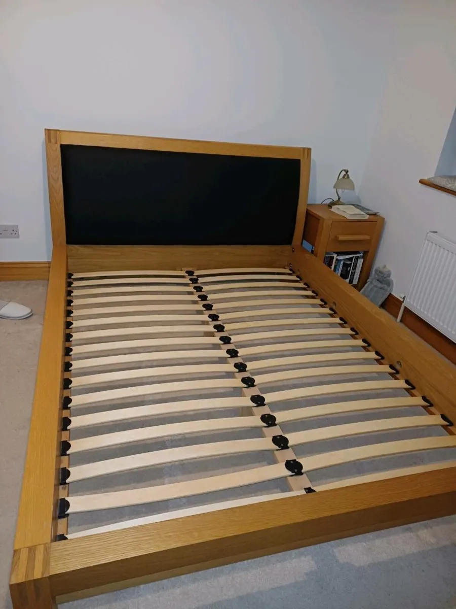 King-size oak bed frame - Image 1