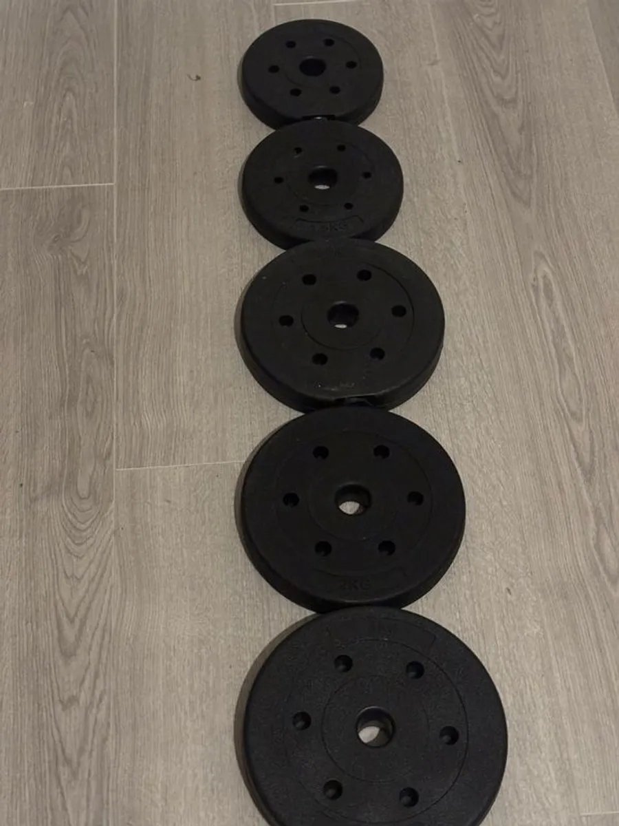 Set of weight pkates, bars, etc - Image 1