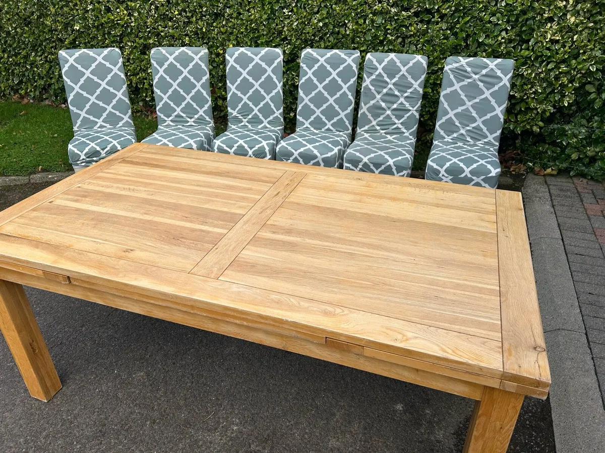 Extendable Wooden Dining Table + 6 Chairs - Image 1