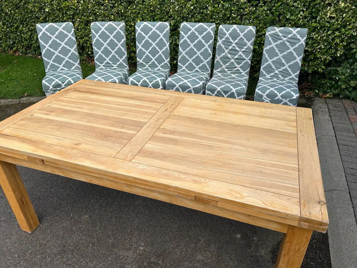 Extendable Wooden Dining Table + 6 Chairs - Image 2