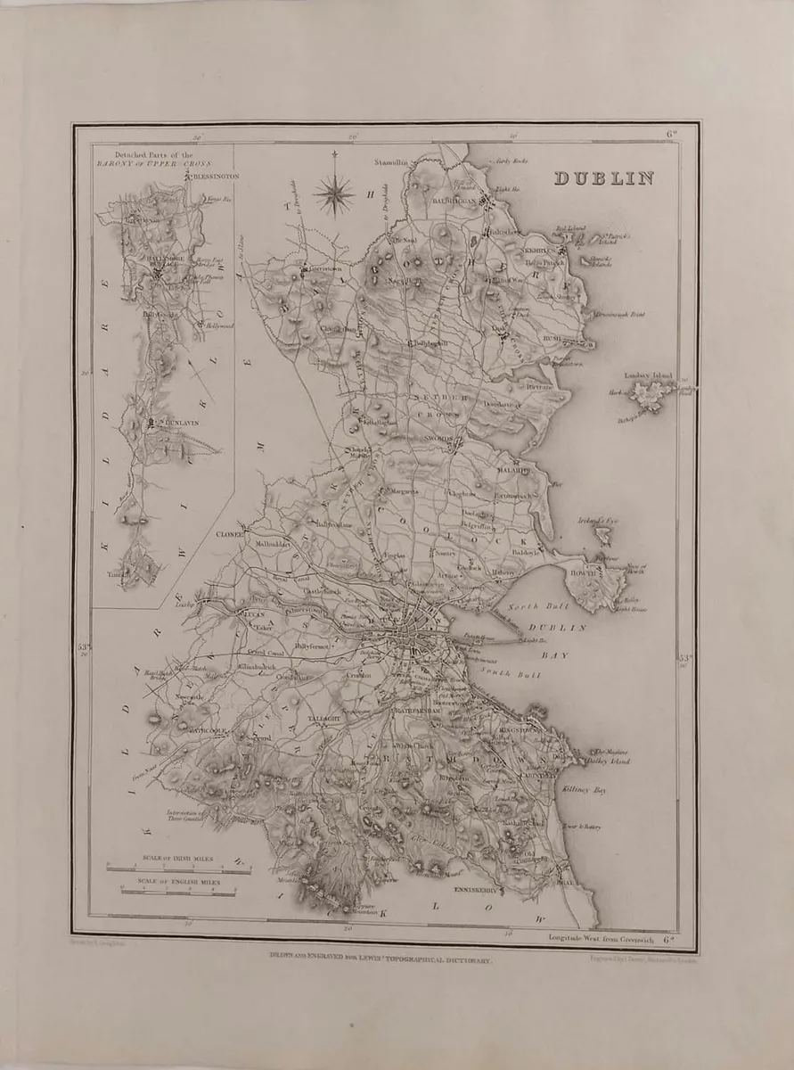 Dublin 1837 Antique Map Including Baronies - Image 1