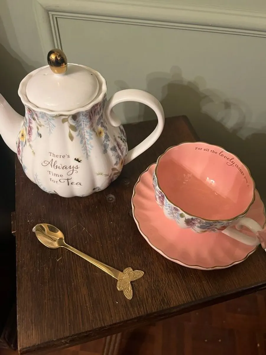 Tea Pot, Cup and Spoon Set - Image 1