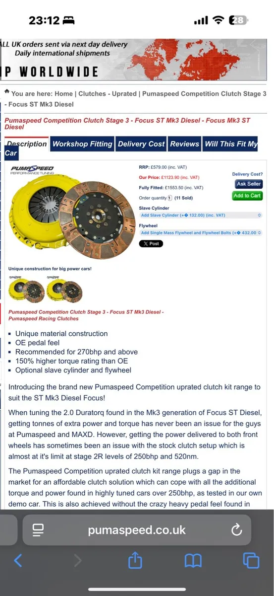 FordfocusSt diesel PumaSpeed stage3 4 Pc ClutchKit - Image 1