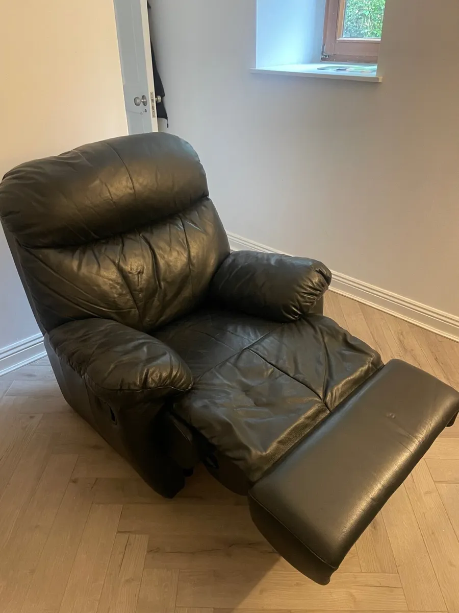 Black Leather Recliner Armchair – Very Comfortable - Image 1