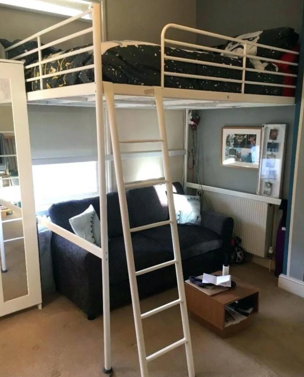 Bed metal loft bed in white ( IKEA)