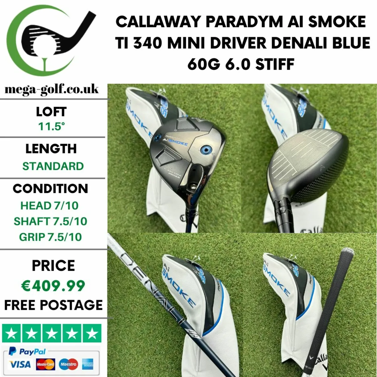 Callaway Paradym Ai Smoke Ti 340 Mini Driver /11.5 - Image 1