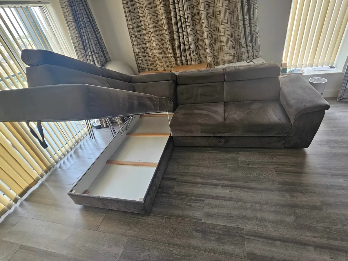 L-Shaped Grey Sofa Bed with inbuilt Storage - Image 3