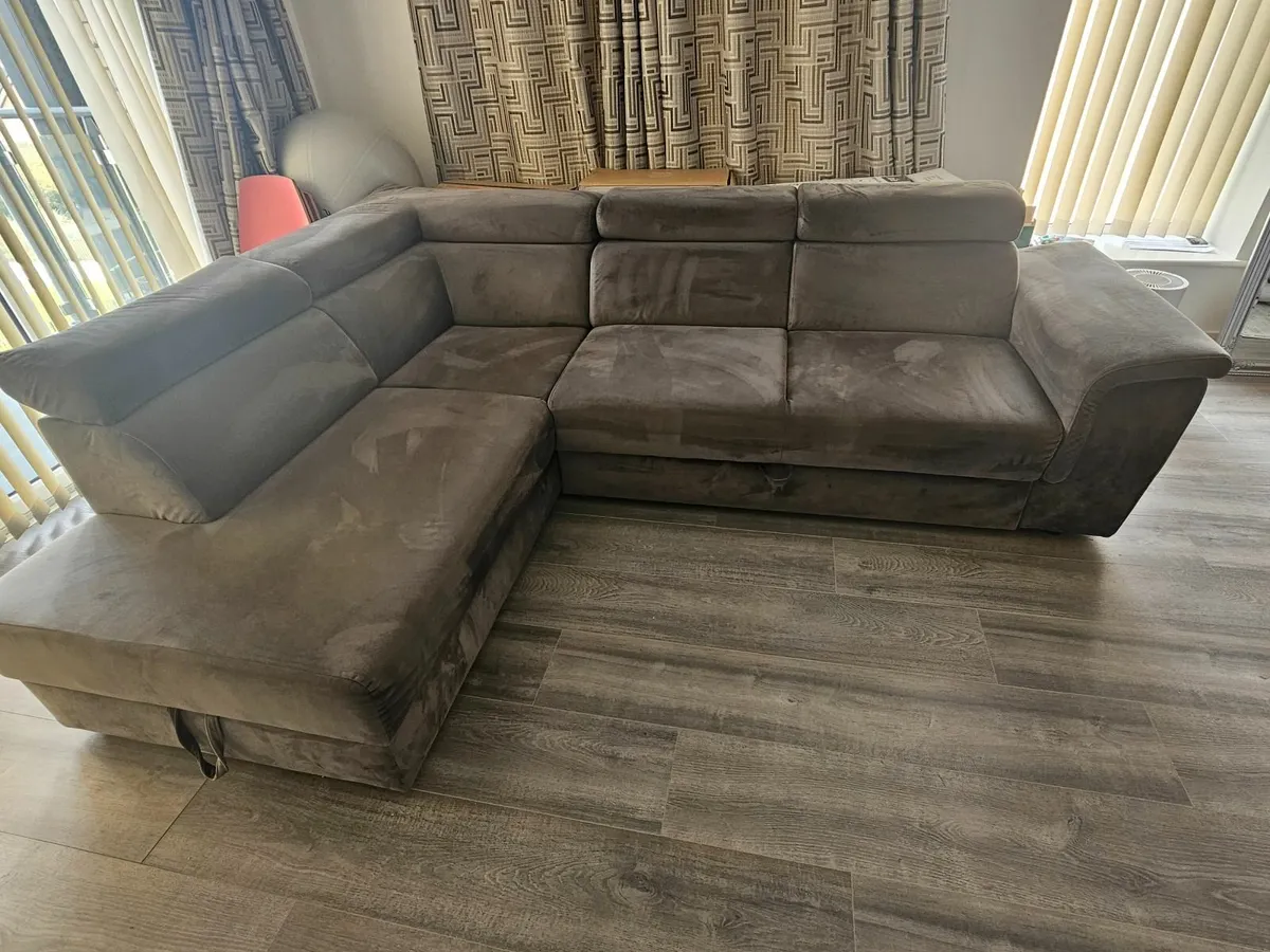 L-Shaped Grey Sofa Bed with inbuilt Storage - Image 4