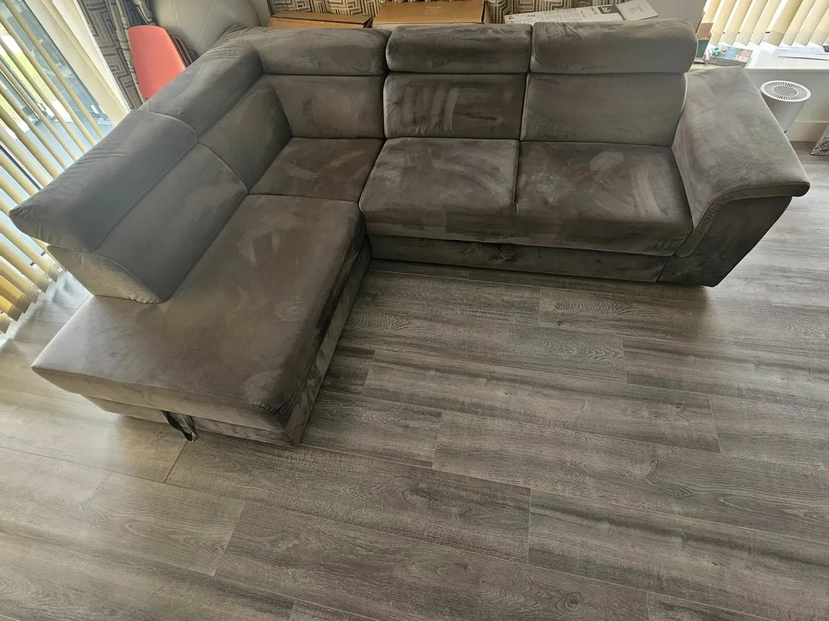 L-Shaped Grey Sofa Bed with inbuilt Storage - Image 2
