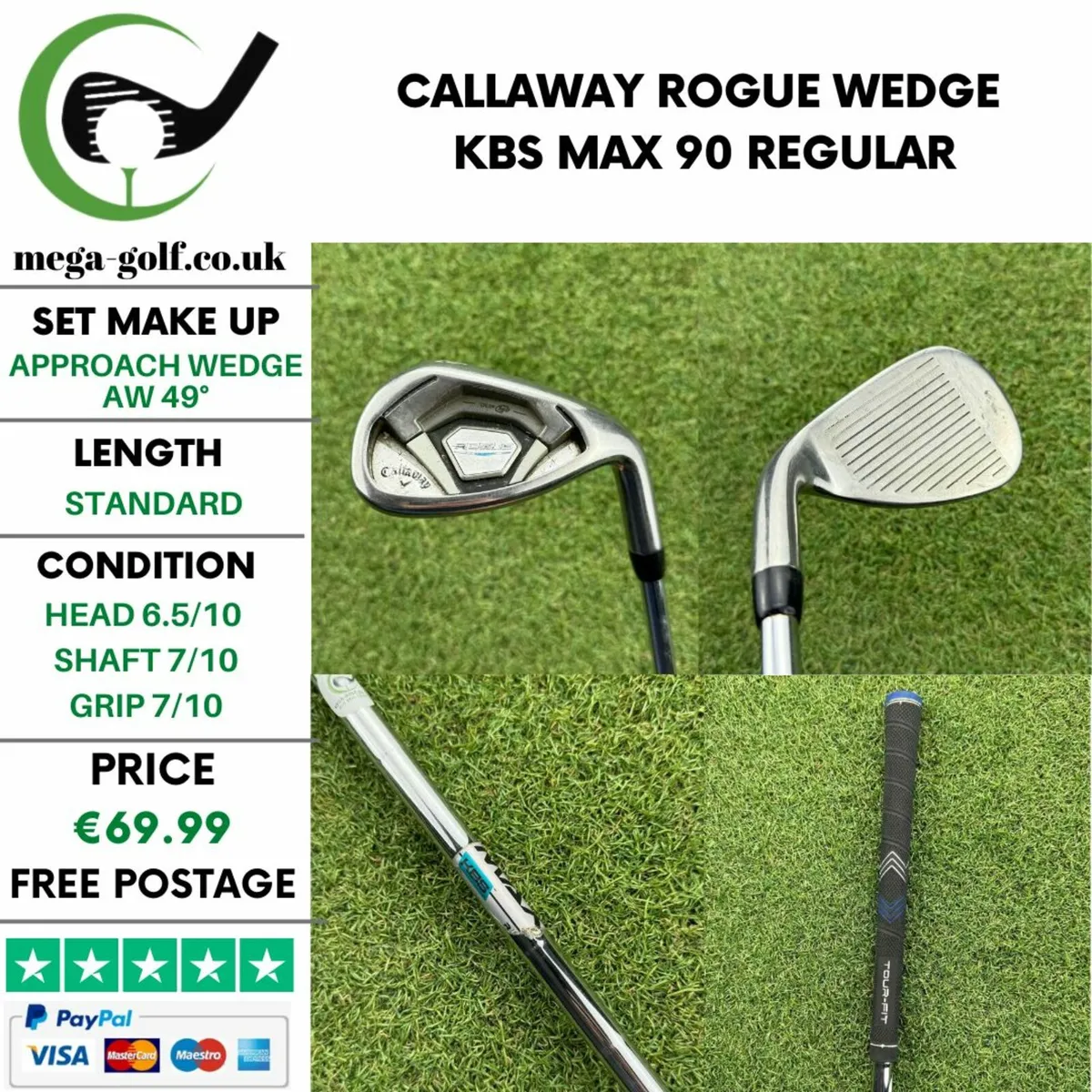 Callaway Rogue Wedge Aw 49° / Kbs Max 90 Regular - Image 1