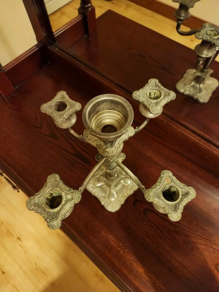 Candleabra 5-Arm, Antique Silver - Image 2