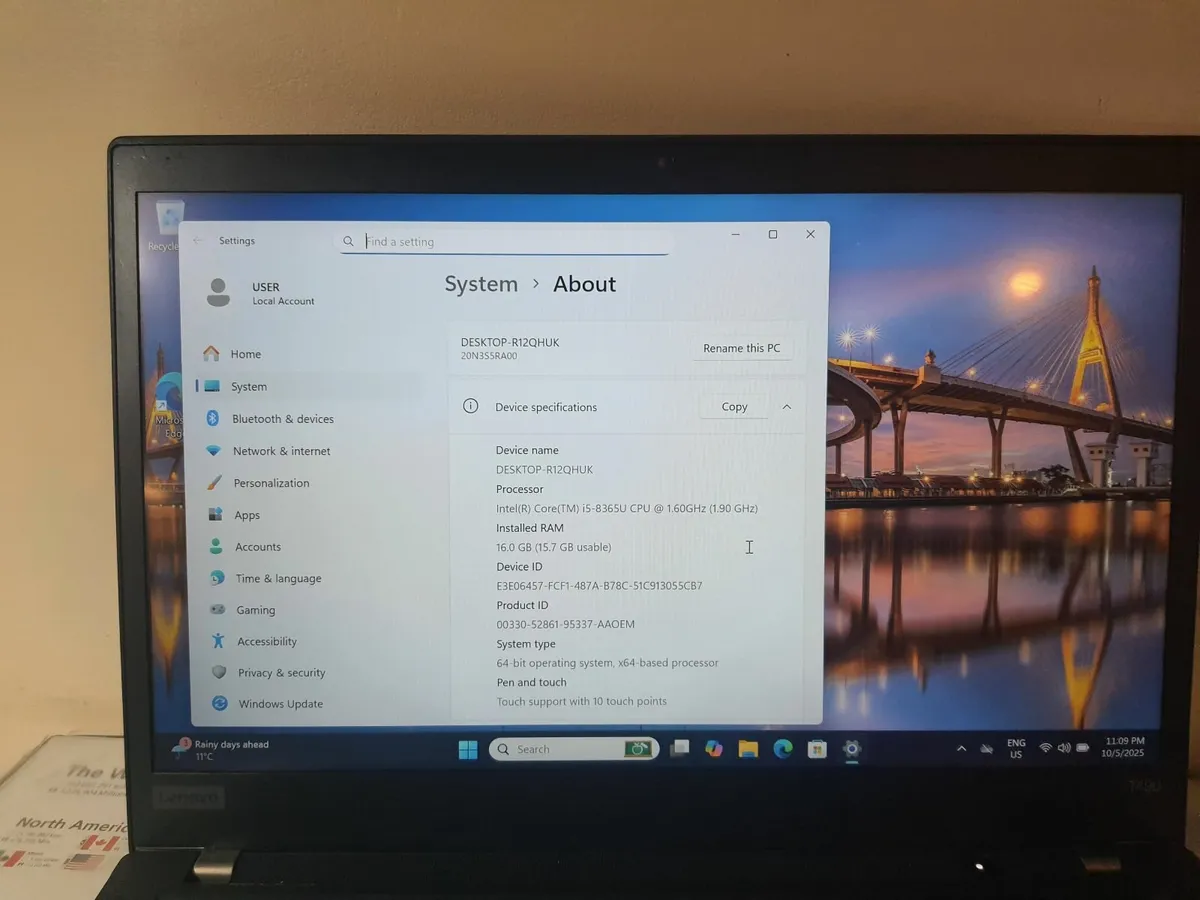 Lenovo ThinkPad T490 i5 8th gen 16/256GB SSD Lapto - Image 4