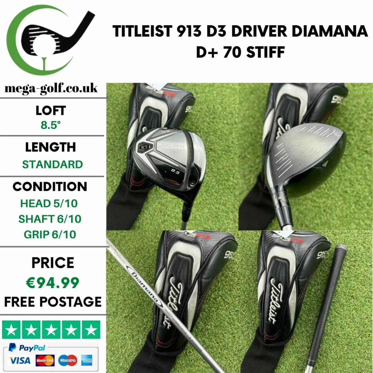 Titleist 913 D3 Driver / 8.5° /Diamana D+ 70 Stiff - Image 1
