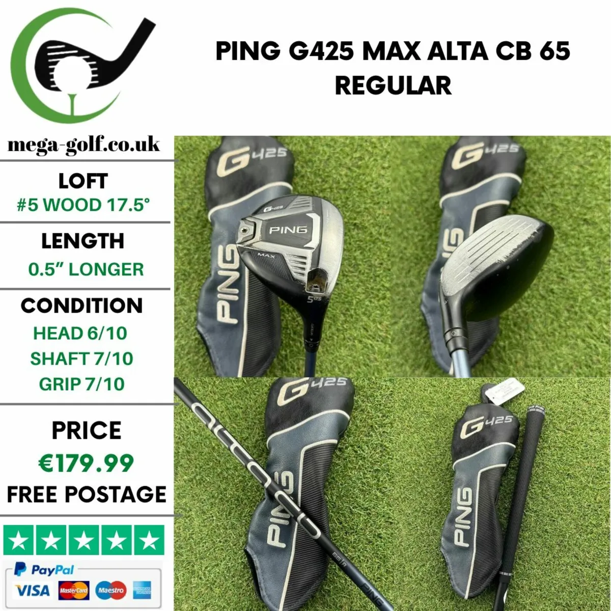 Ping G425 Max #5 Wood 17.5° / Alta Cb 65 Regular - Image 1