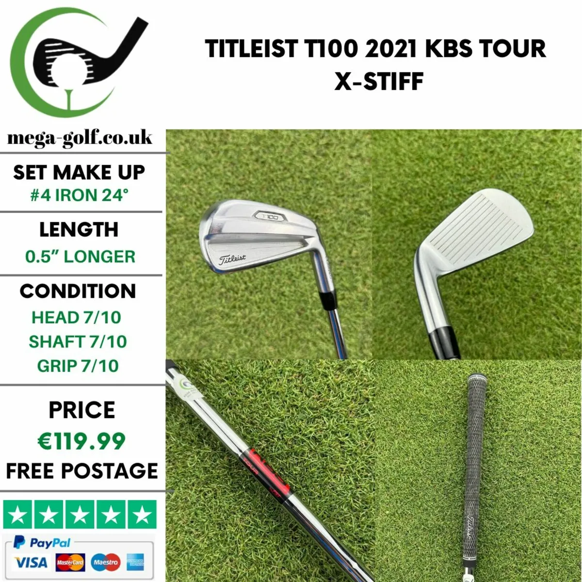 Titleist T100 2021 #4 Iron 24° / Kbs Tour X-Stiff - Image 1