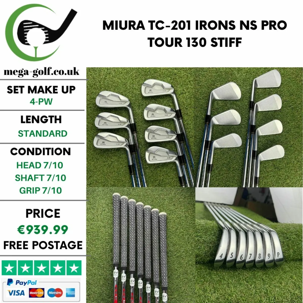Miura TC-201 Irons / 4-Pw / Ns Pro Tour 130 Stiff - Image 1