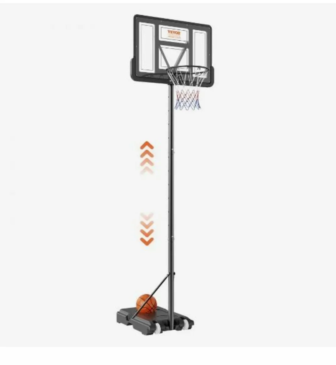 Basketball Hoop, 4-10 ft Adjustable - Image 1