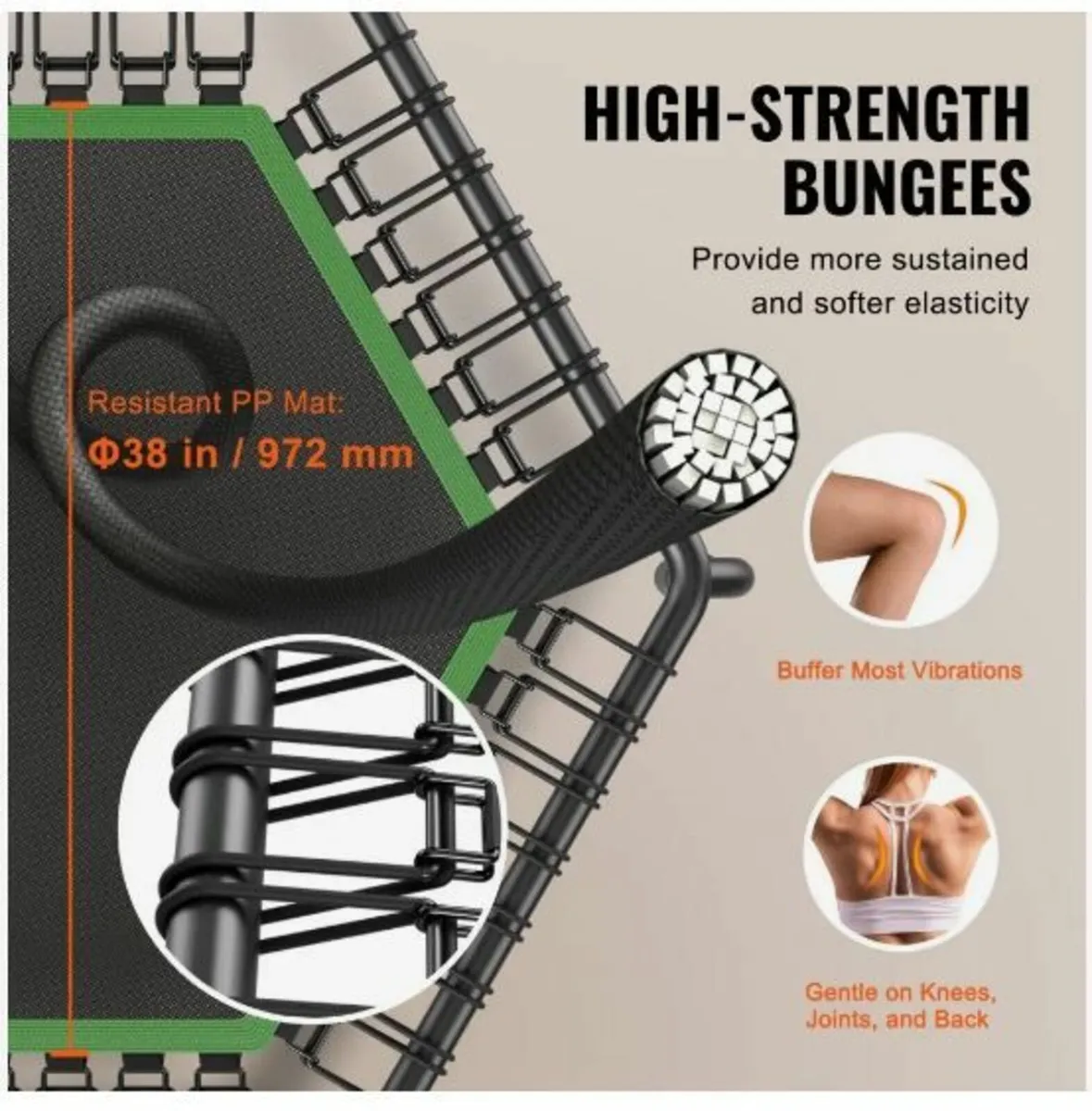 Mini Trampoline, 54.5 Inch Fitness Rebounder - Image 3