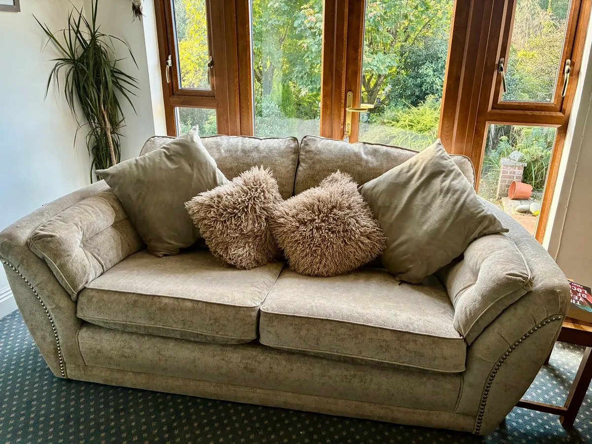 3 Seater Beige Fabric couch - Image 1