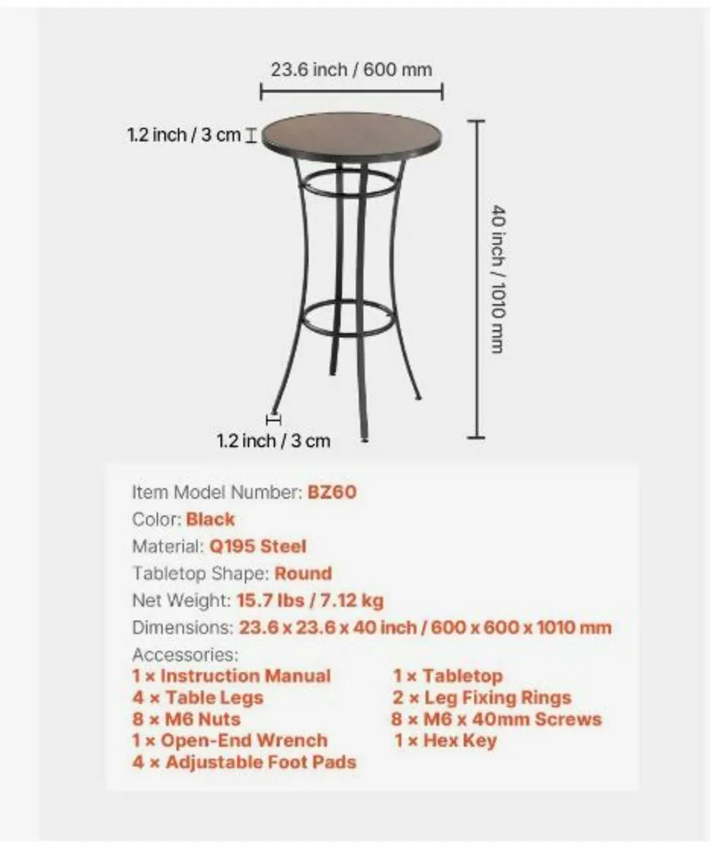 Outdoor Round Bar Table, 60 cm - Image 4
