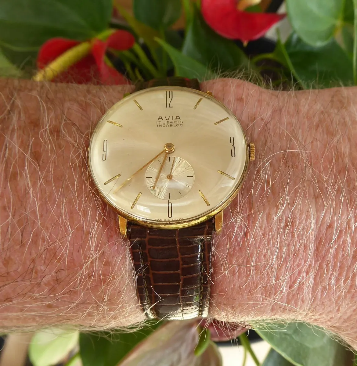 Avia Swiss made vintage 17 jewel watch running. - Image 1