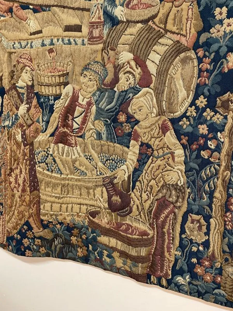 Large 20th Century French Aubusson Style Tapestry , Les Vendanges - Image 3