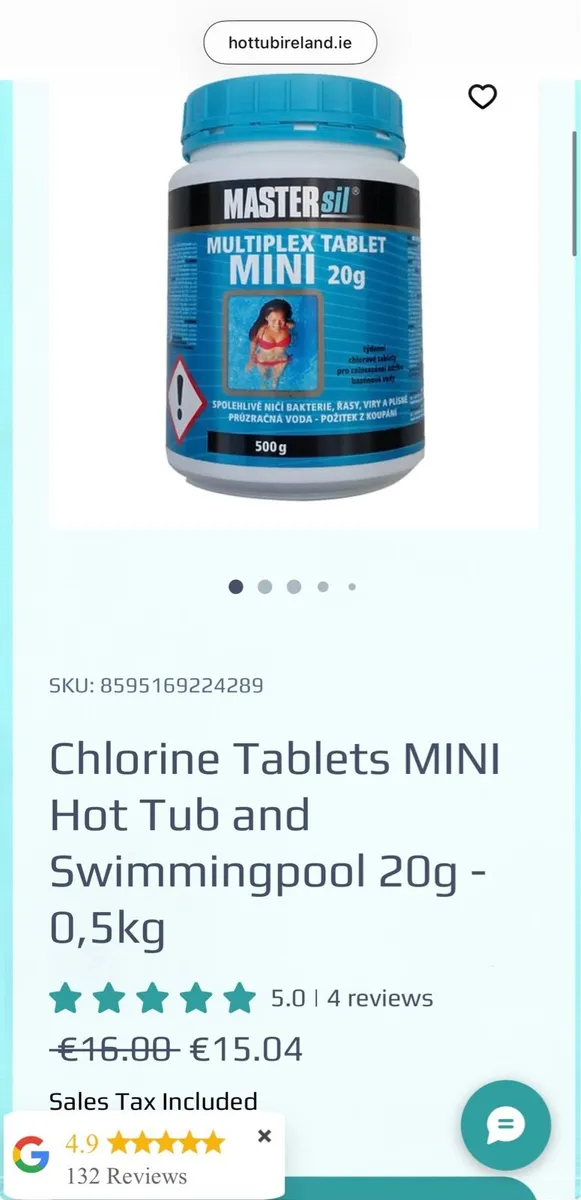 Chlorine tablets for hot tub and swimming pool