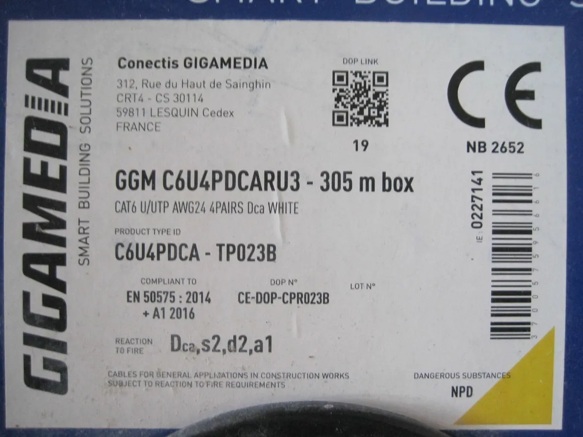 cat 6, 4 pair, ethernet UTP, data cable, 305m roll - Image 2
