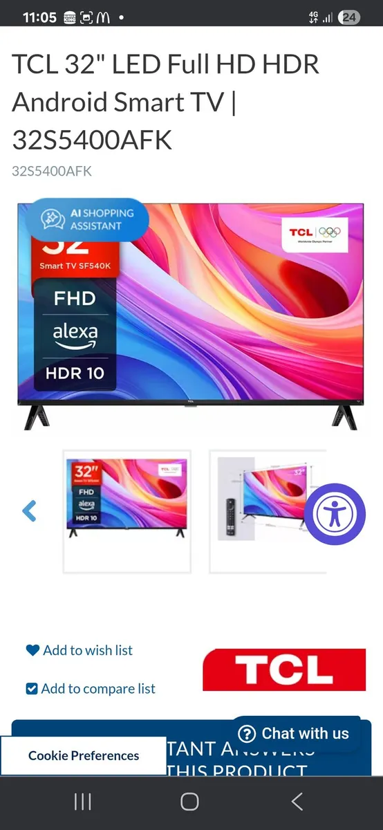 TCL 32" Led  Android Tv - Image 1