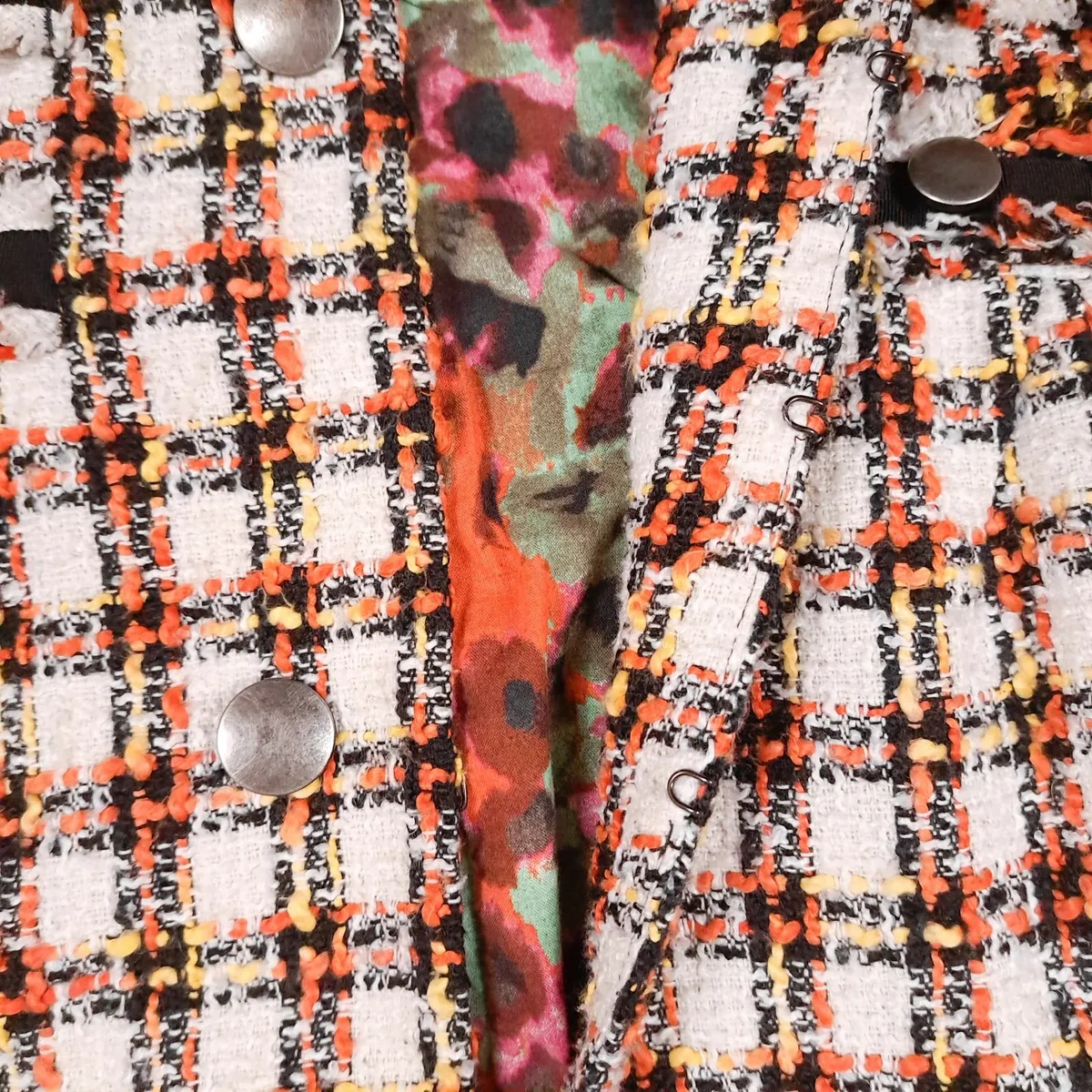 Next Orange White Tweed Jacket Boucle Blazer 10UK - Image 3