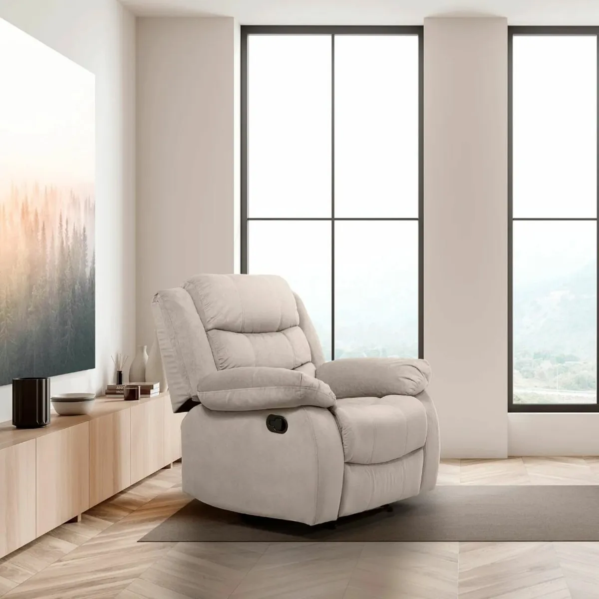 Single Chair Fabric Recliner Sofa - Brown - Image 2