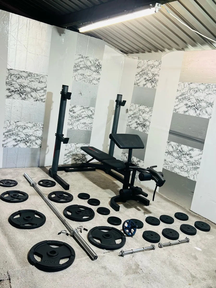 HOME GYM 100KG OLYMPIC WEIGHTS BENCH RACK DUMBLS - Image 2